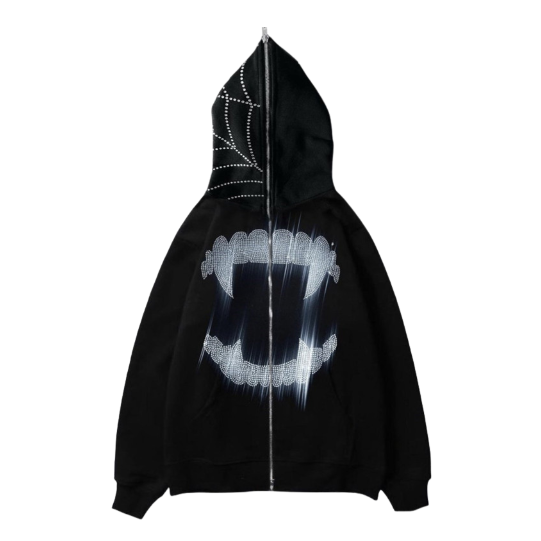 HYPExSTORE® DRAC RHINESTONE ZIPPER HOODIE