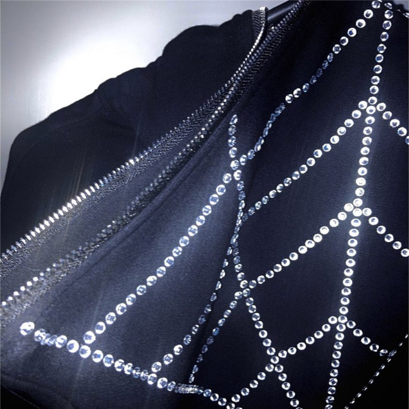 HYPExSTORE® DRAC RHINESTONE ZIPPER HOODIE