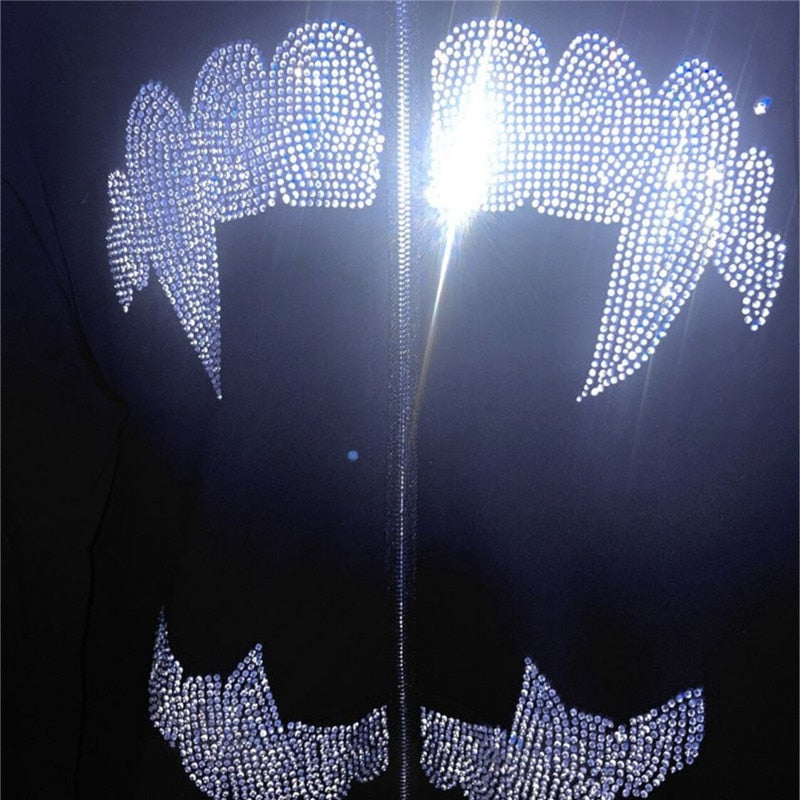HYPExSTORE® DRAC RHINESTONE ZIPPER HOODIE