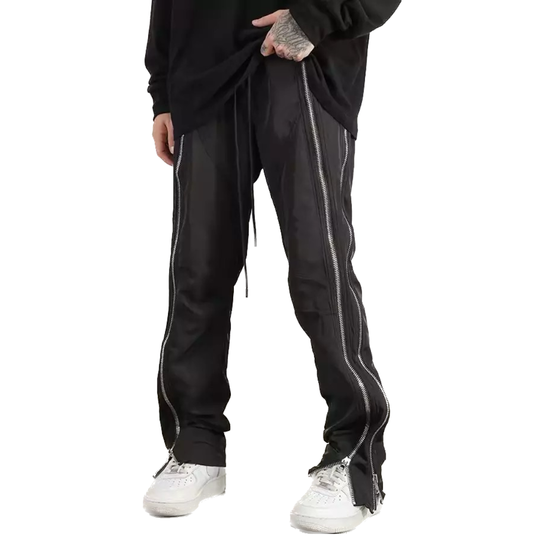 Black zip pants sales