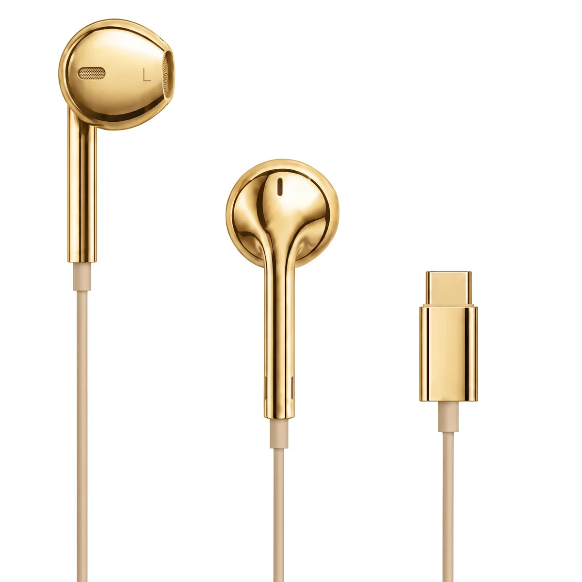 Goldene Chrome Buds mit Type-C-Anschluss