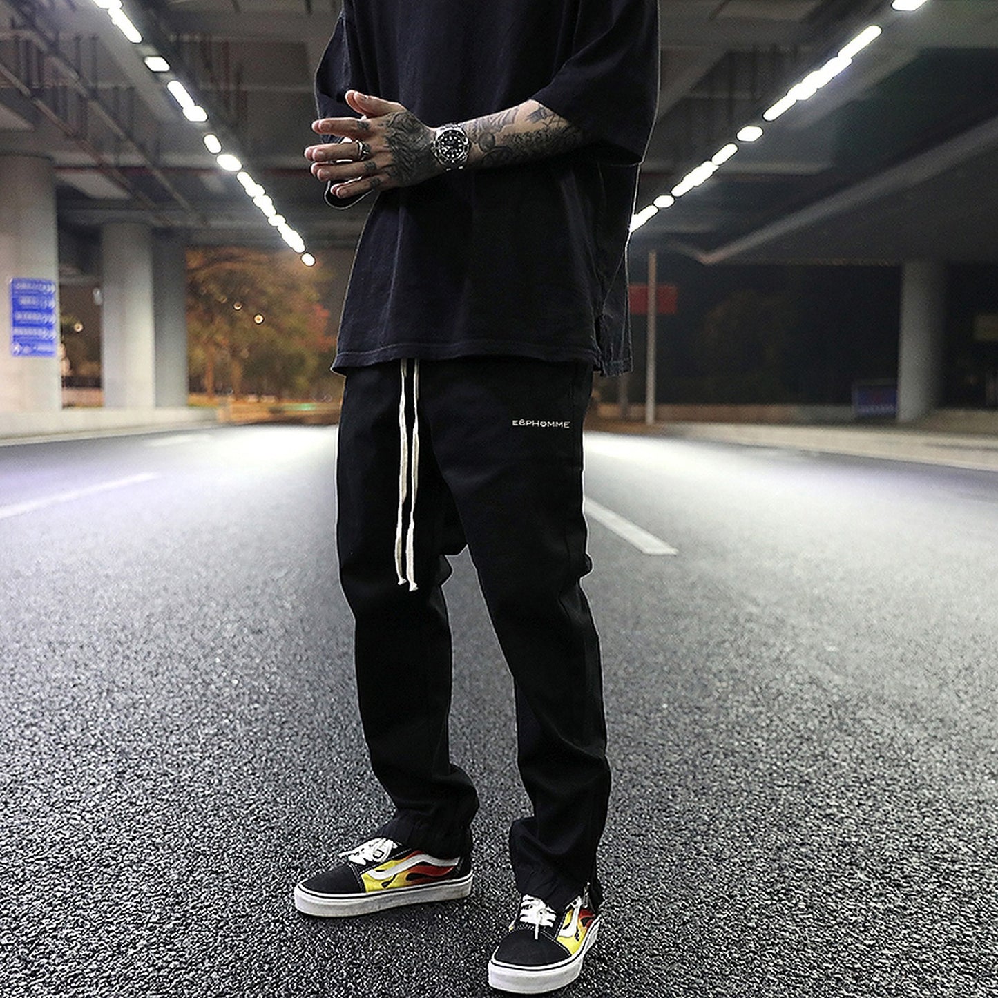 E6PHOMME® ZIPPER ZIP TRACK PANTS