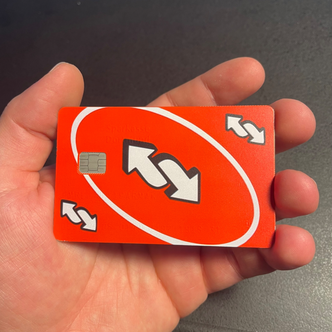 UNO Reverse Rot Kreditkarten Aufkleber, EC Karten Aufkleber, Rot UNO  Reverse Credit Card Skin Cover Sticker (Kleiner Chip) : :  Bürobedarf & Schreibwaren