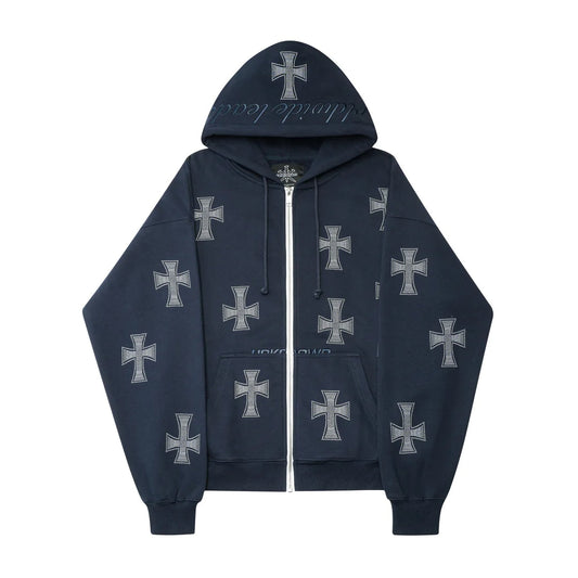 HYPExSTORE® CROSS DRILL ZIPPER HOODIE